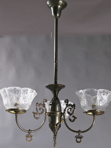 3- Light Gas Chandelier with Castings